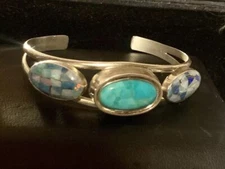 Jay King Sterling Silver Turquoise Opal Swivel Cuff Bracelet Robin Egg Blue 925