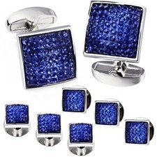 Gentlemen's Cufflink for Men with 4/6 Dark Blue  Cufflinks with 6 pcs studs