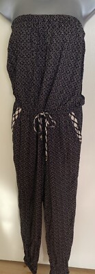 Accessorize Black Strapless Viscose Jumpsuit Size Small Holiday Festival 