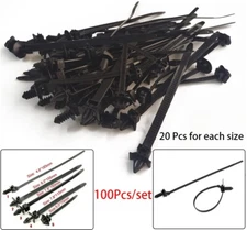 Car Line Cable-Ties Zip Wrap Push Rivet Clip Wiring Loom Harness Fastener 100pcs