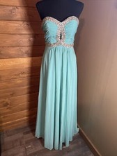 Pageant Prom Formal Gown Mint Green Strapless Bridesmaid Bridal Evening