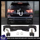 FOR BMW X3 G01 MP STYLE X3M REAR DIFFUSER WITH TAILPIPE GLOSS BLACK 17-20