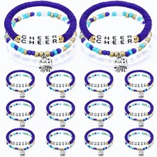 48 Pcs Cheerleader Gifts for Cheer Clay Beaded Bracelets Stackable Friendship Br