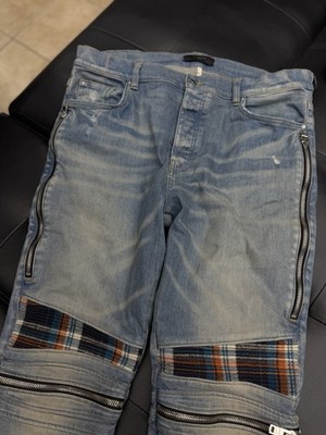 Size 38 - Amiri Blue Leg Logo Zipper Jeans 100% Authentic Quick