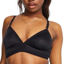 Dorina Tiffany Non Padded Ribbed Bra Black Size 36B NWT Bralette Triangle