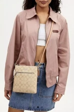 Coach Mini Rowan File Bag Signature Light Khaki Crossbody CS182 Purse NWT $250