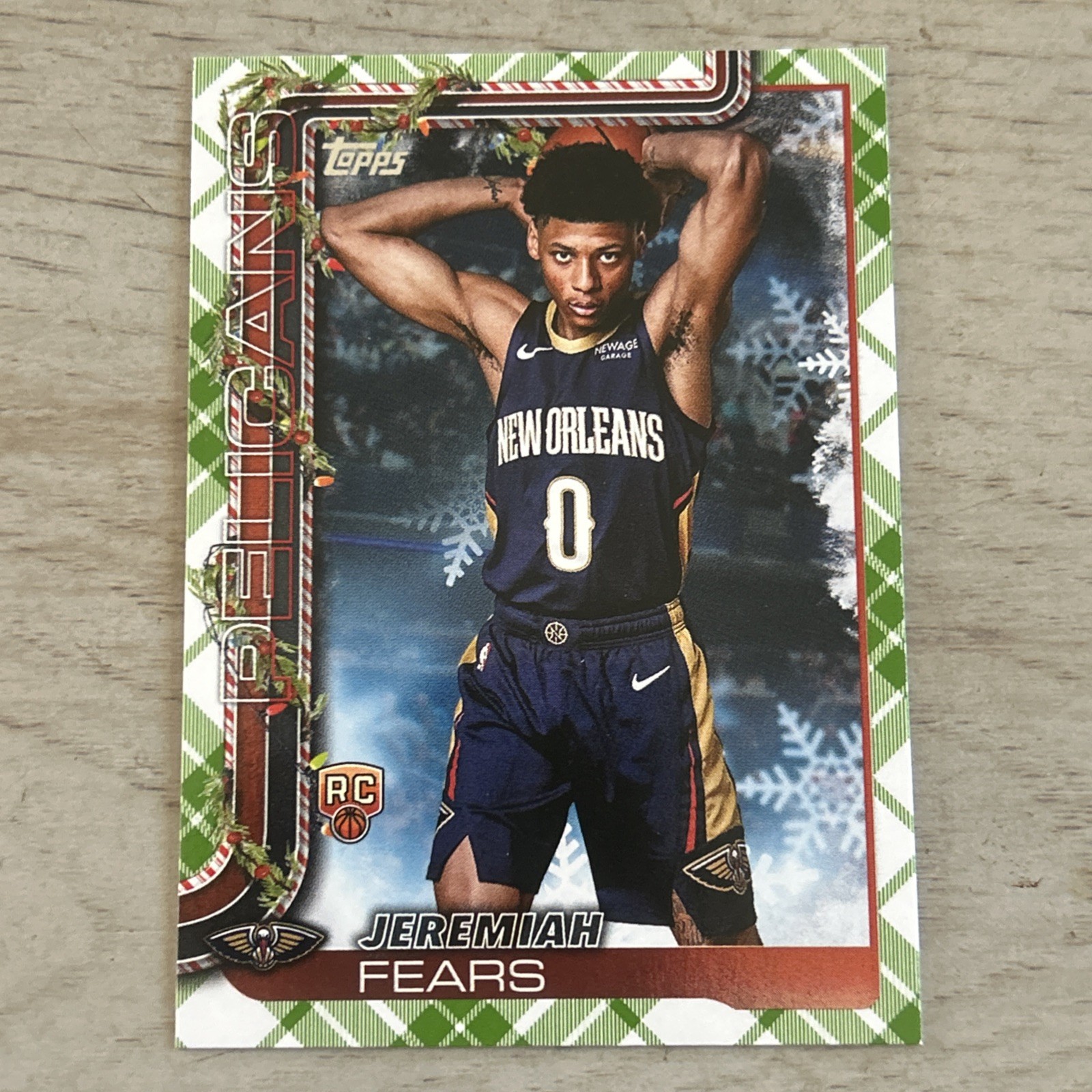 2025 Topps Holiday Jeremiah Fears Plaid Rookie #H167 Pelicans