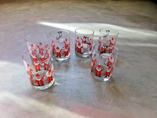 MCM Vintage 6 Georges Briard Rocks Glasses Santa Claus Reindeer Christmas Signed