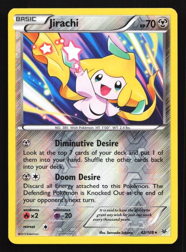 Jirachi 42/108 Roaring Skies Rare Reverse Holo Pokemon Card