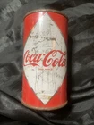 VINTAGE COCA COLA DIAMOND LOGO CAN BANK 12oz RED WHITE STEEL RUSTED 1960s