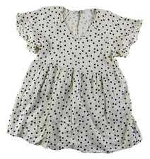 Madewell Cotton Gauze Ivory Black Polka Dot Pocket Ruffle Sleeve Smock Dress XL