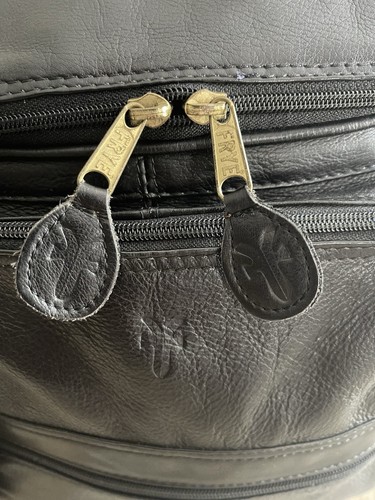 Frye Leather Backpack Black Padded Laptop Bag Commuter Tech Luxe School Travel - Afbeelding 12 van 16