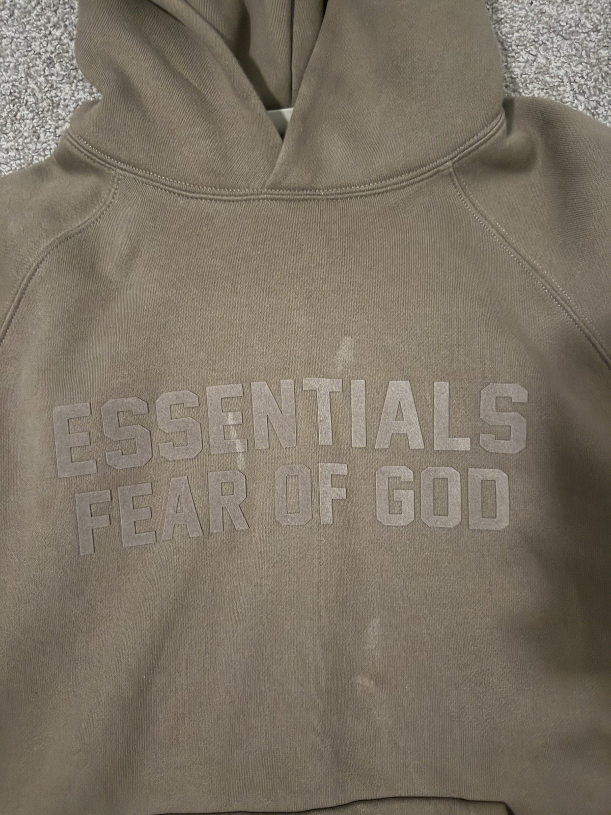Fear of God Essentials Pullover Hoodie Brown Fleece Men's Size M Hooded Logo