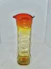 Vintage MCM Blenko Glass 607 Vase In Tangerine 9.75” Sandblasted Stunning