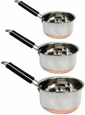 Set di 3 pentole con fondo piatto in acciaio inox rame teiera latte 0,5 L 1...