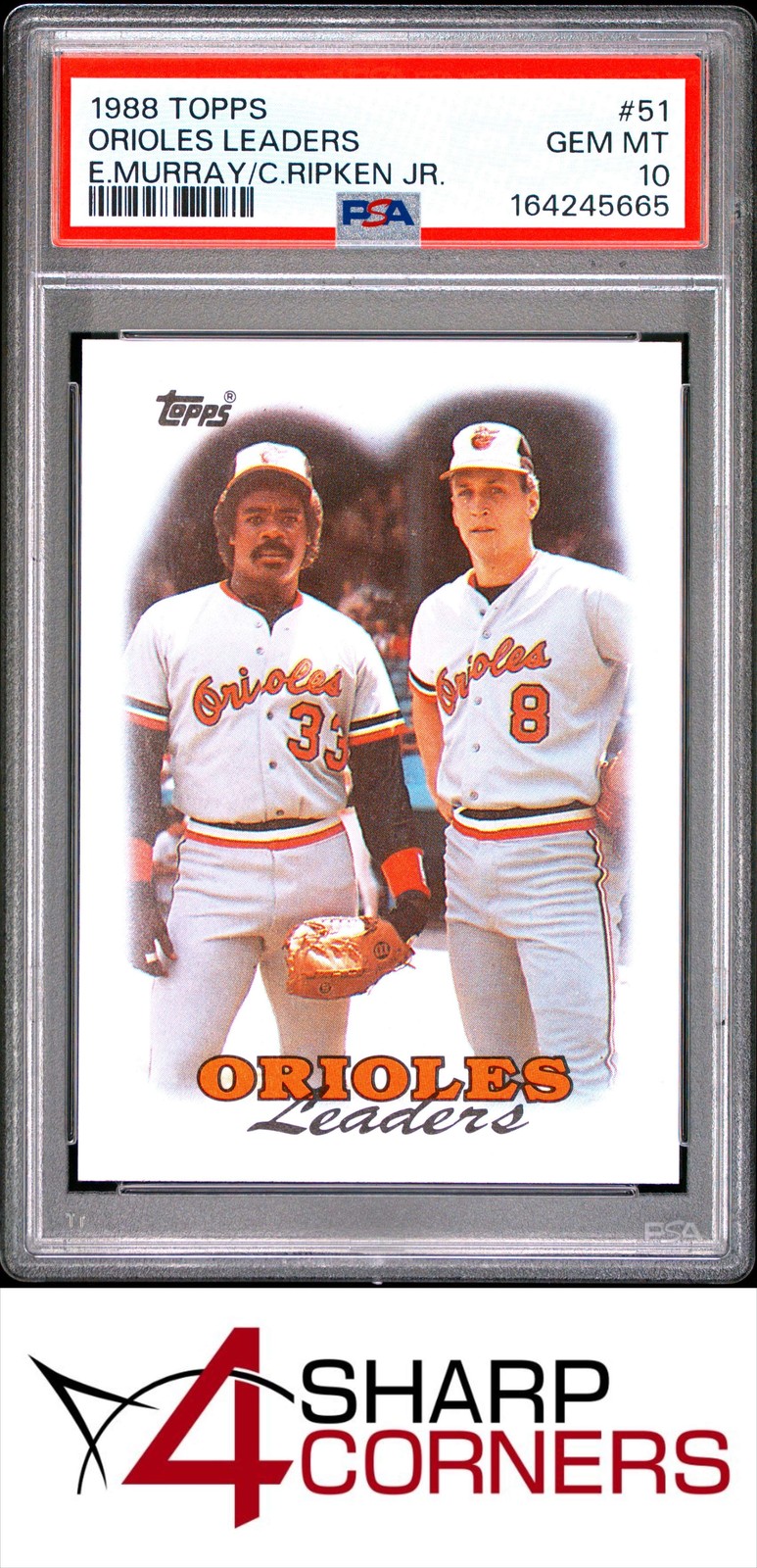 1988 TOPPS #51 EDDIE MURRAY-CAL RIPKEN JR. HOF ORIOLES LEADERS PSA 10