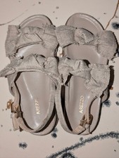 Arezzo Brand New Nude Linen Platform Sandal with Bows Size 8