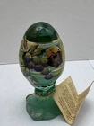 Fenton Egg on Stand Sea Mist Green with Painted Fruit Signed LE 800/3000