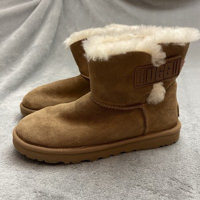 UGG Mini Bailey Logo Strap Suede WOMEN'S BOOTS SIZE US  8