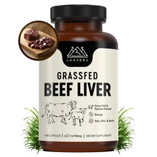 Grass Fed Beef Liver Supplement 3000mg - 120 Capsules for Joints, Energy