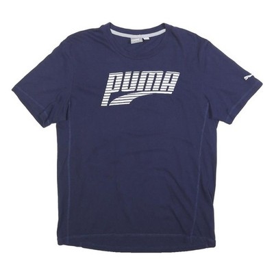 Puma Herren T-Shirt Blau Grafik M Kurzarm Rundhals Logo Print
