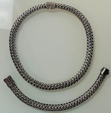 John Hardy Sterling Silver Classic Necklace Bracelet set 16