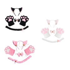 Cat Costume Cosplay Animal Plush Bow Tie Headband Toys Children Fancy Dress