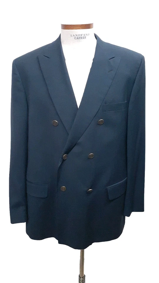 Valentino Blazer US 48 Long EU 60 Double Breasted Wool Sport Coat Jacket Navy - image 2 of 4