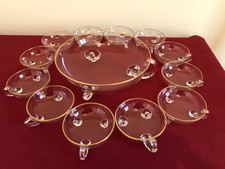 Superbe service a dessert ancien en verre, crème, salade de fruits etc..