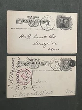 1879-81 MA FANCY CANCELS ! POSTAL CARDS PITTSFIELD + MARBLEHEAD/BOSTON ! L@@K !