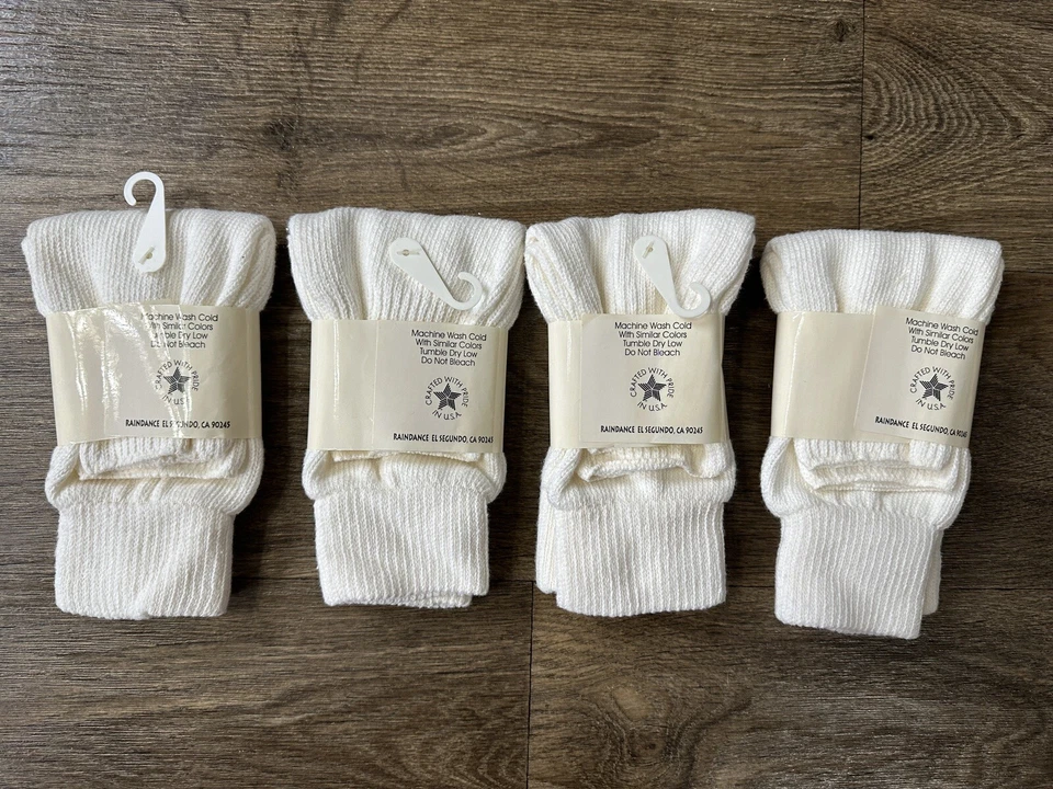 Nuevos 4 pares de calcetines Raindance vintage de algodón blanco Foto 2 de 2
