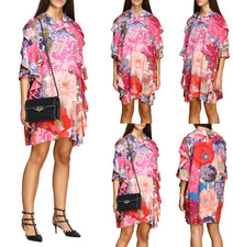 Valentino Garavani à Fleurs Imprimé Jabot Trim Robe Mini Robe Laine M
