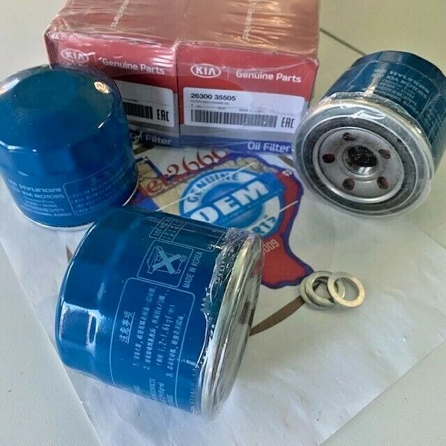 发动机机油过滤器 3 件带垫圈,正品原始设备制造商 HYUNDAI 起亚 1986 - 2020 2630035505 — 第 2/4 张图片