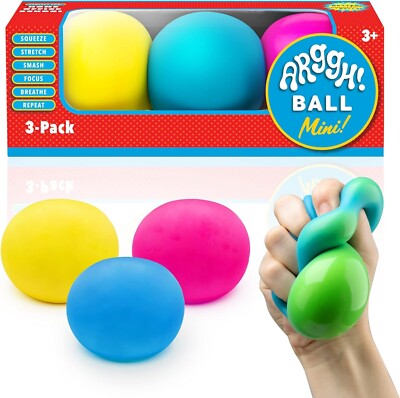 Fun Arggh Mini Stress Balls for Adults and Kids - 3pk Squishy Stress Balls, Cool