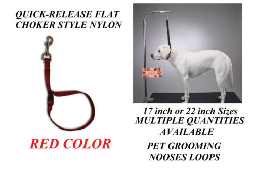 RED FLAT CHOKER QUICK RELEASE RESTRAINT Noose LOOP for Grooming Table Arm Bath - Picture 1 of 10