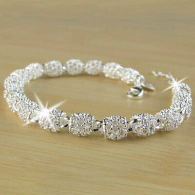 Womens Fashion Silver Rope Chain Bracelet Charm Rhinestone Jewelry Gifts