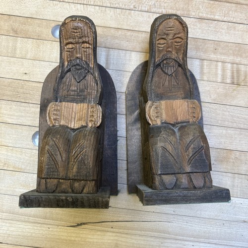 Medieval Carved Monk Wood Carved Bookends eBay