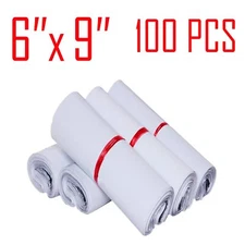 100 Bags 6x9 Inch 2.5MIL White Poly Mailers Shipping Envelopes Self Sealing Bags