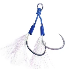 10 Pair Double Assist Hooks Jigging Jigs Slow Fast Fall Saltwater Hooks 1/0-4/0