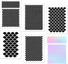 5 Pieces Mermaid Scale Stencil, Reusable Makeup Fish Scale Template Large Plasti