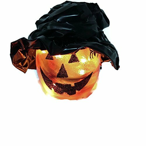 Stony Creek - orange Glas - 3" beleuchtete Jack O' Laterne mit Hexenhut 1 - Bild 1 von 1