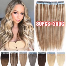 CLEARANCE Tape In 100 Russian Remy Human Hair Extensions Skin Weft 200G 80PCS R
