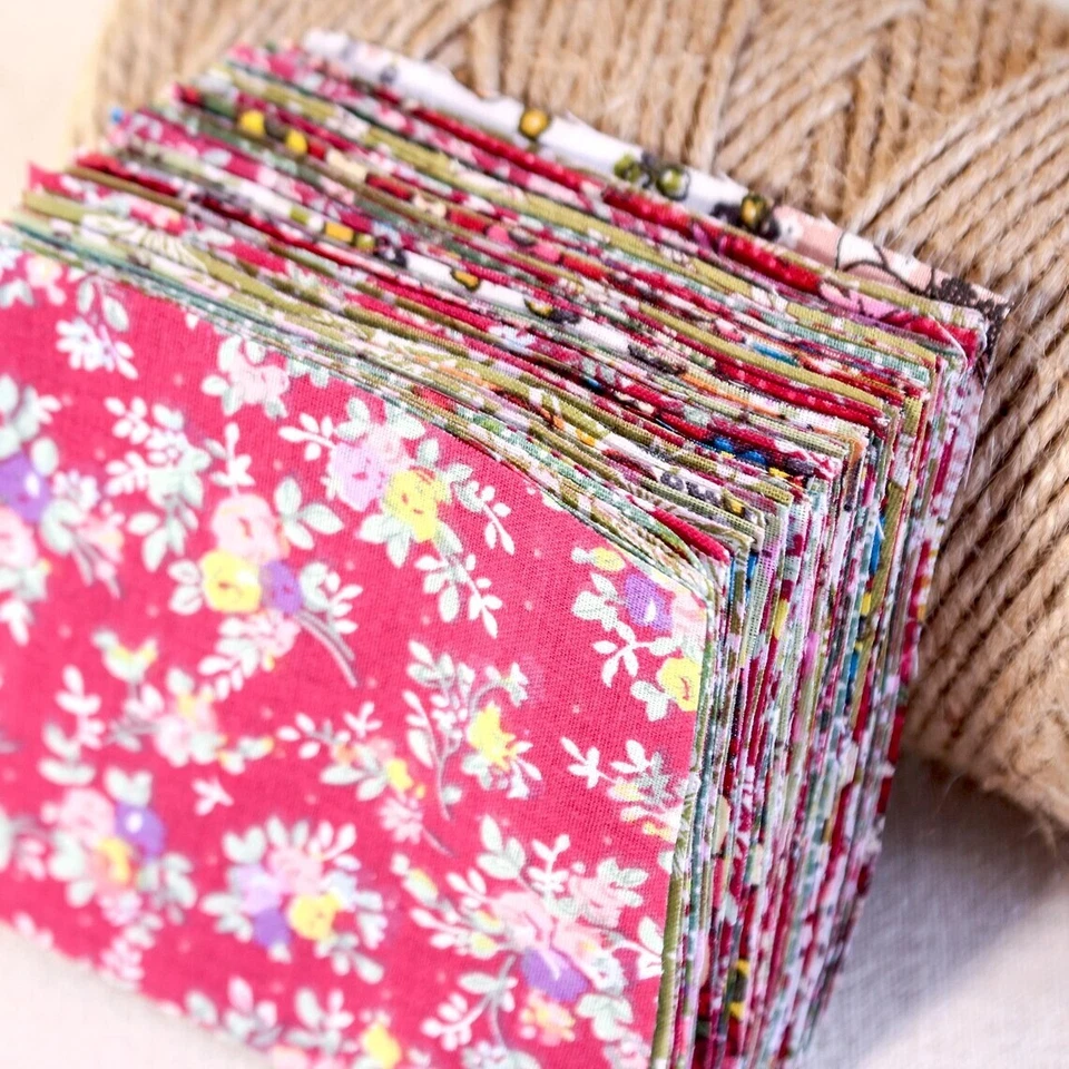 100 Mix Cotton Print Flower10cm Fabric Squares Bundle for Quilting & Patchwork - Image 4 of 4
