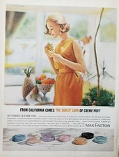 Max Factor Creme Puff Makeup Print Ad Vintage 1962 Ephemera Wall Decor Lot of 2
