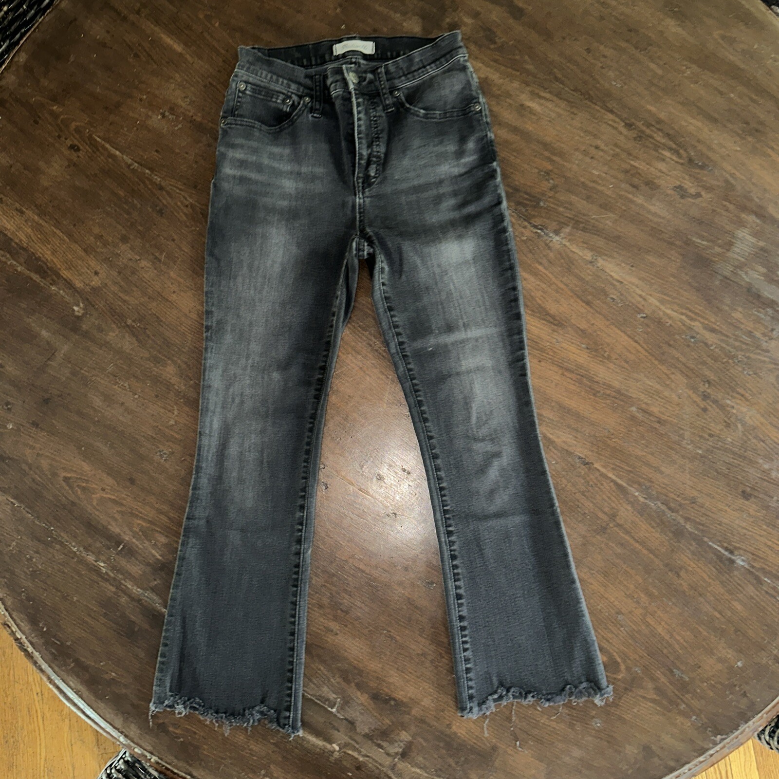 Madewell Womens 26 Berkeley Black Cali Demi-Boot Mid-Rise Chewed Hem Jeans