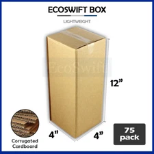 75 4x4x12 EcoSwift Cardboard Packing Moving Shipping Boxes Corrugated Box Carton