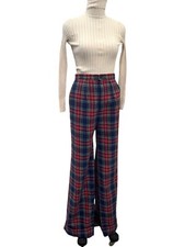 VTG 70s Plaid Bell Bottom Pants Womens Sz M 29" High Waist Disco MR. PANTS