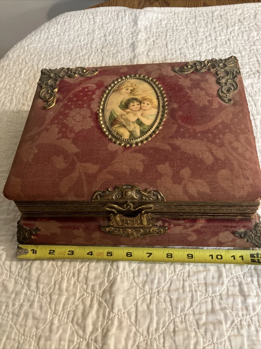 LATE 1800S VICTORIAN MUSIC BOX PHOTO ALBUM WORKING N SOME ORIGINAL