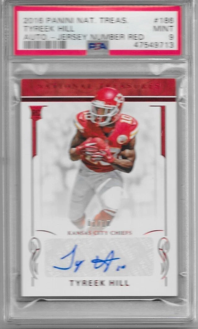 Tyreek Hill Panini National Treasures #186 Autograph-Jersey Number Red