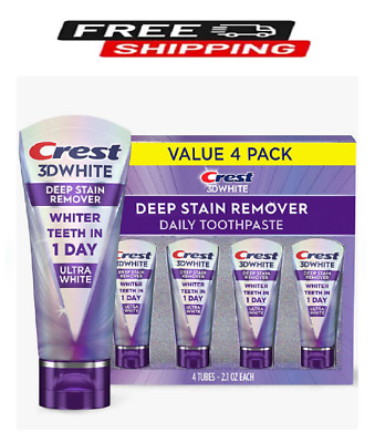 Crest 3D White Deep Stain Remover Whitening Toothpaste, 2.1 oz., 4 pk.